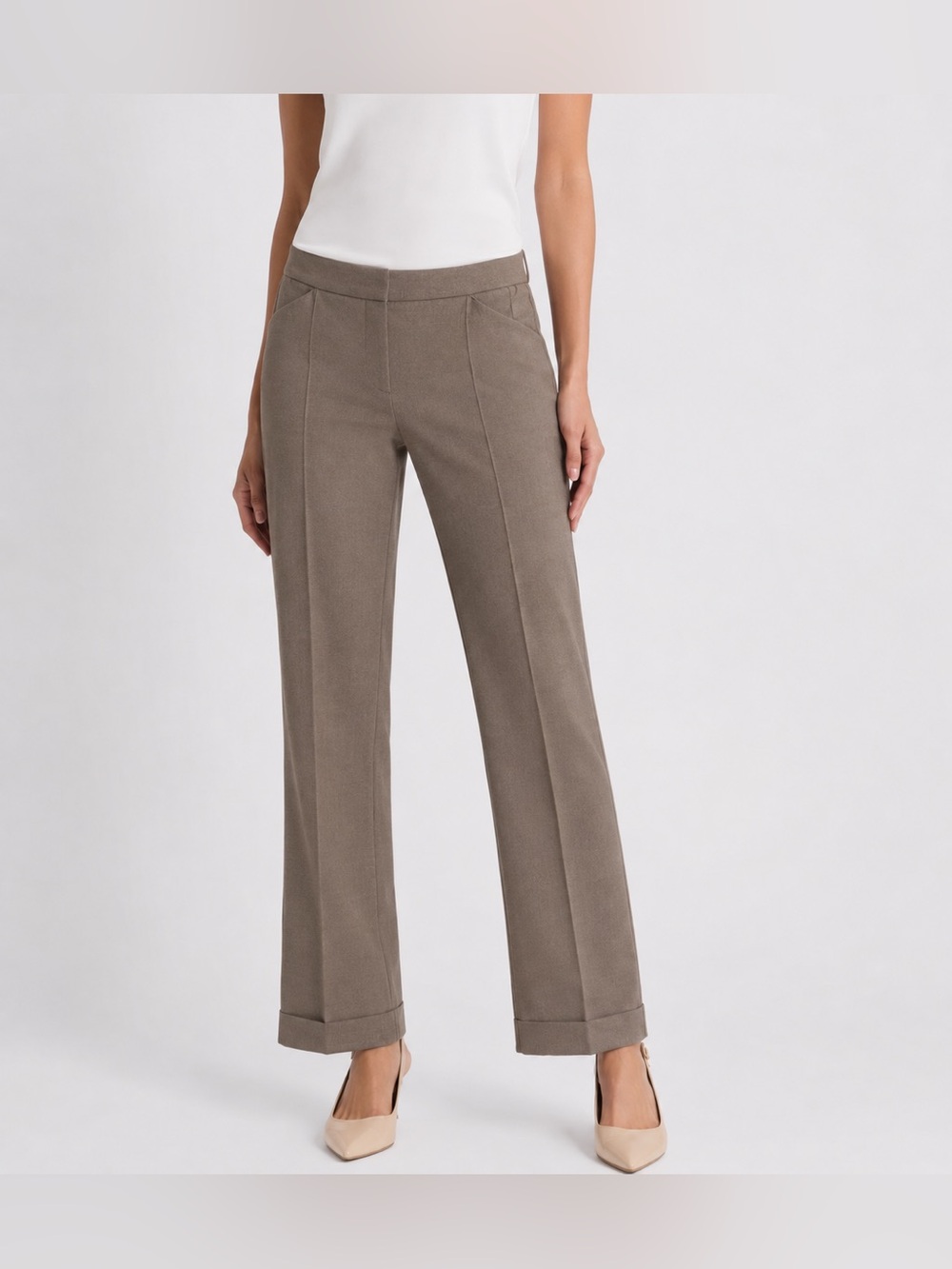 Tahari Taupe Dress Pants Size 4 Low Rise Career Workwear Chic